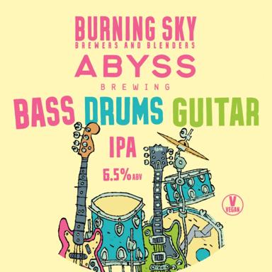 Bass Drums Guitar IPA beer artwork