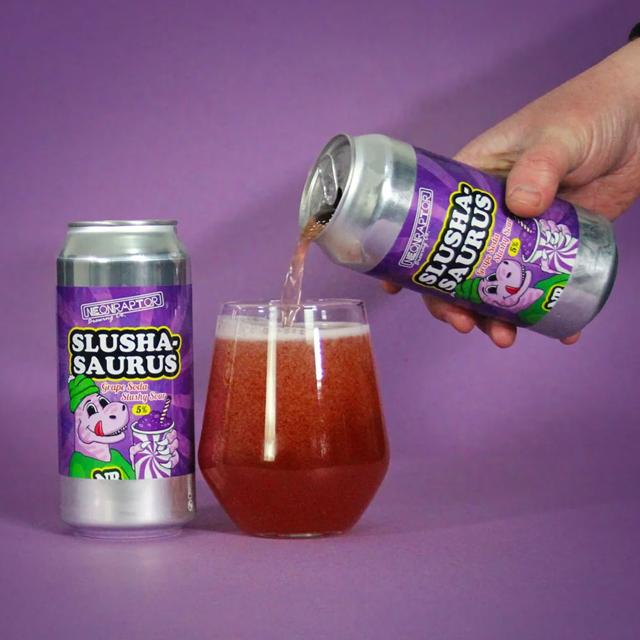 Slushasaurus: Grape Soda beer artwork