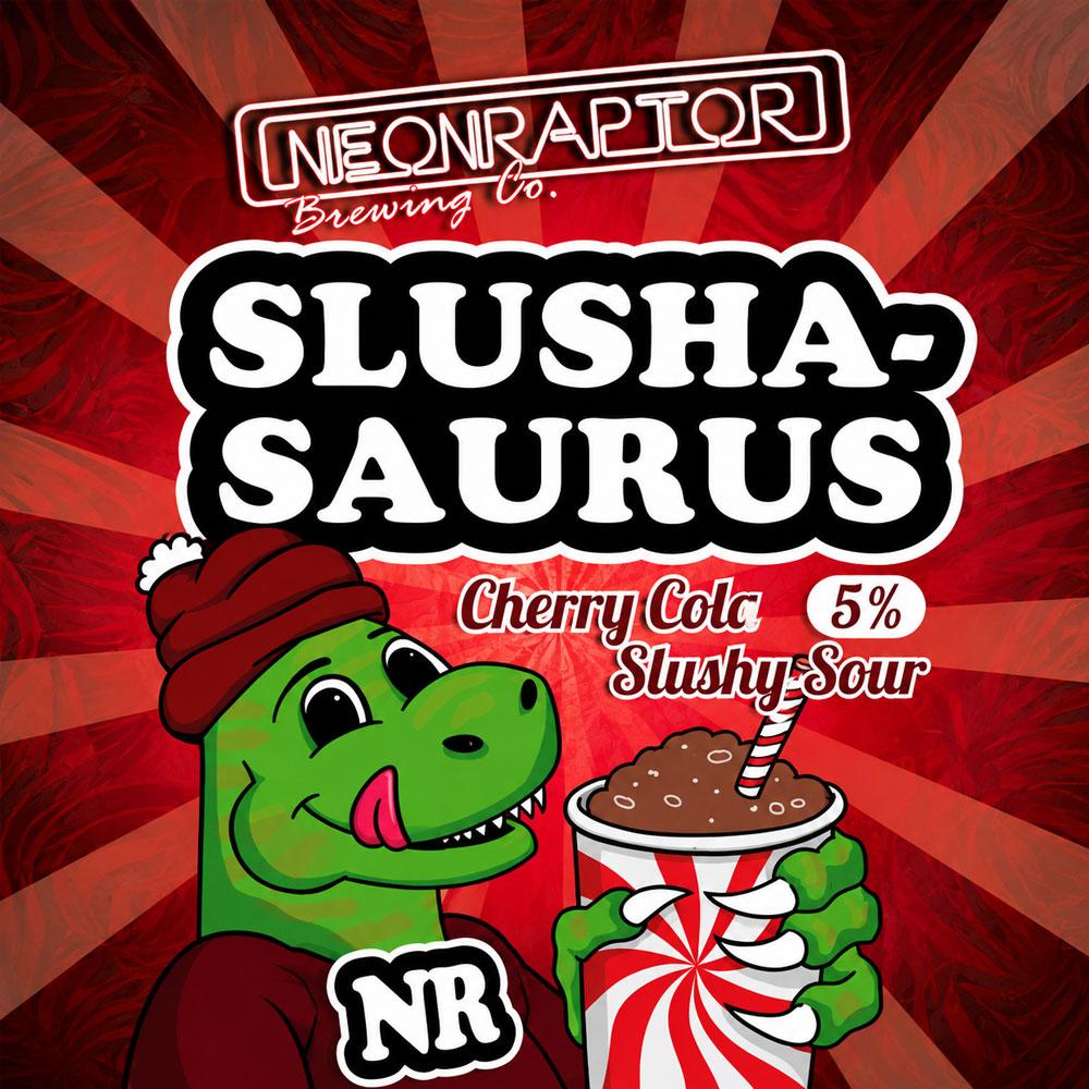 Artwork for Slushasaurus: Cherry Cola by Neon Raptor Brewing Co