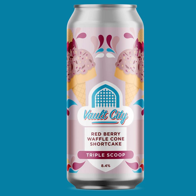 Artwork for Red Berry Waffle Cone Shortcake Triple Scoop by Vault City Brewing