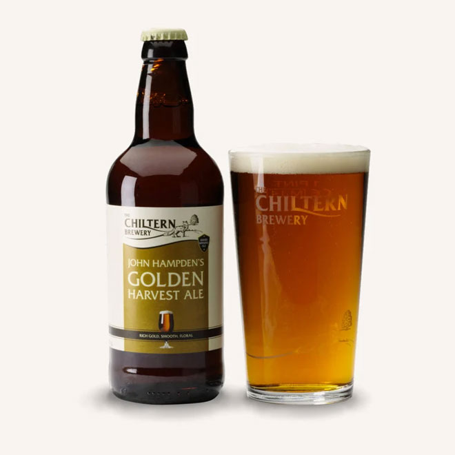 John Hampden's Golden Harvest Ale beer artwork