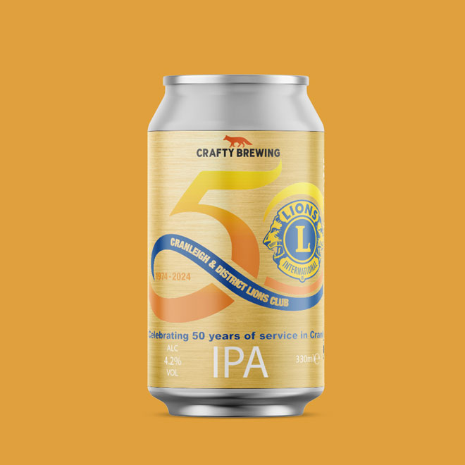 Cranleigh Lions 50th IPA beer artwork