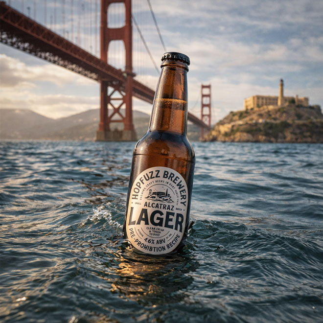 Alcatraz Lager beer artwork
