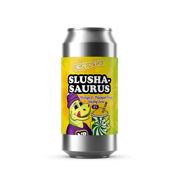 Artwork for Slushasaurus: Mango & Passionfruit by Neon Raptor Brewing Co