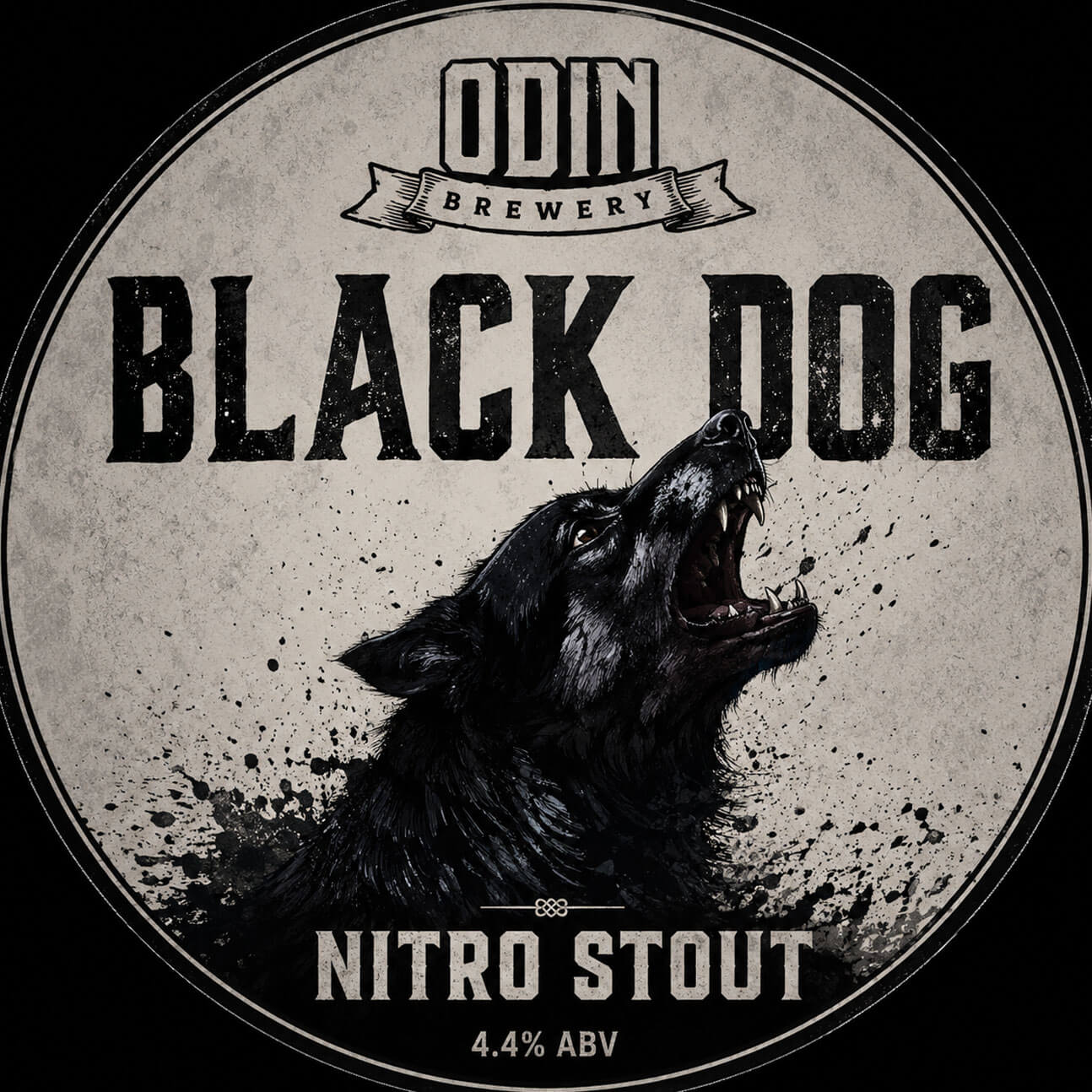 Black Dog Nitro Stout beer artwork